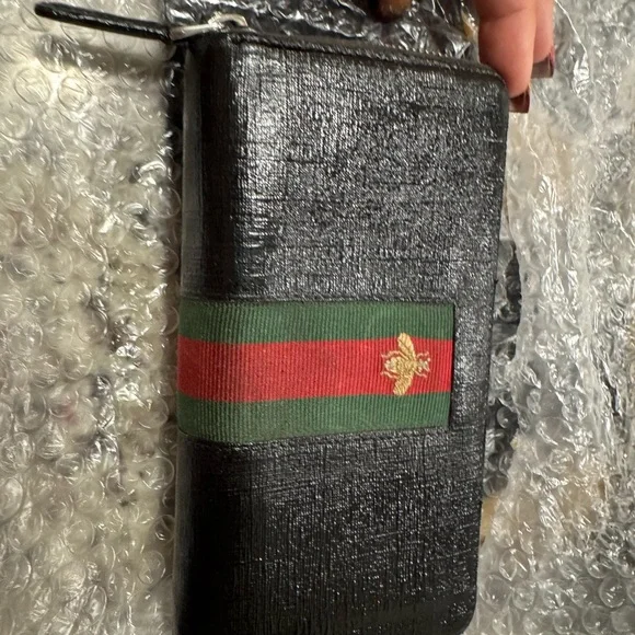 Gucci Black Green Wallet vintage - Picture 5 of 14